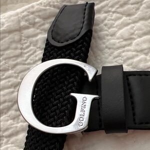 Golfino Black Men’s or Women's woven stretch Belt with Silver Buckle